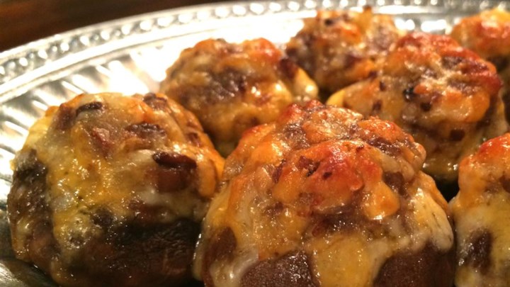 Mango Bacon and Cheddar Stuffed Mushrooms