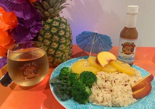 Caribbean Peach Pineapple Rice (Vegan Friendly)