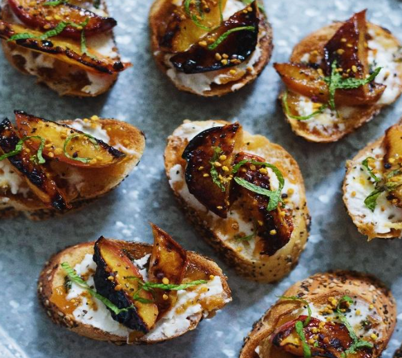 Caribbean Peach and Mint Crostini