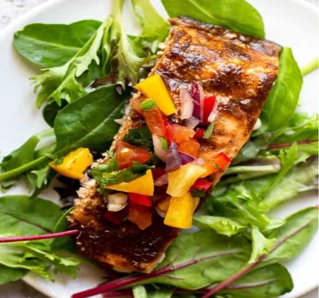 Jerk Salmon with Pineapple Salsa