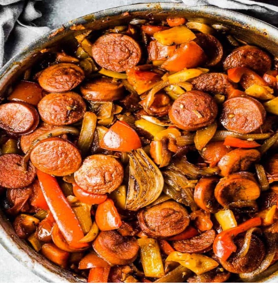 Garlic Sausage Peppers with Zoodles