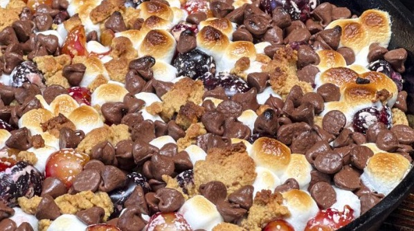 Chocolate Cherry Bourbon Smores Cookie